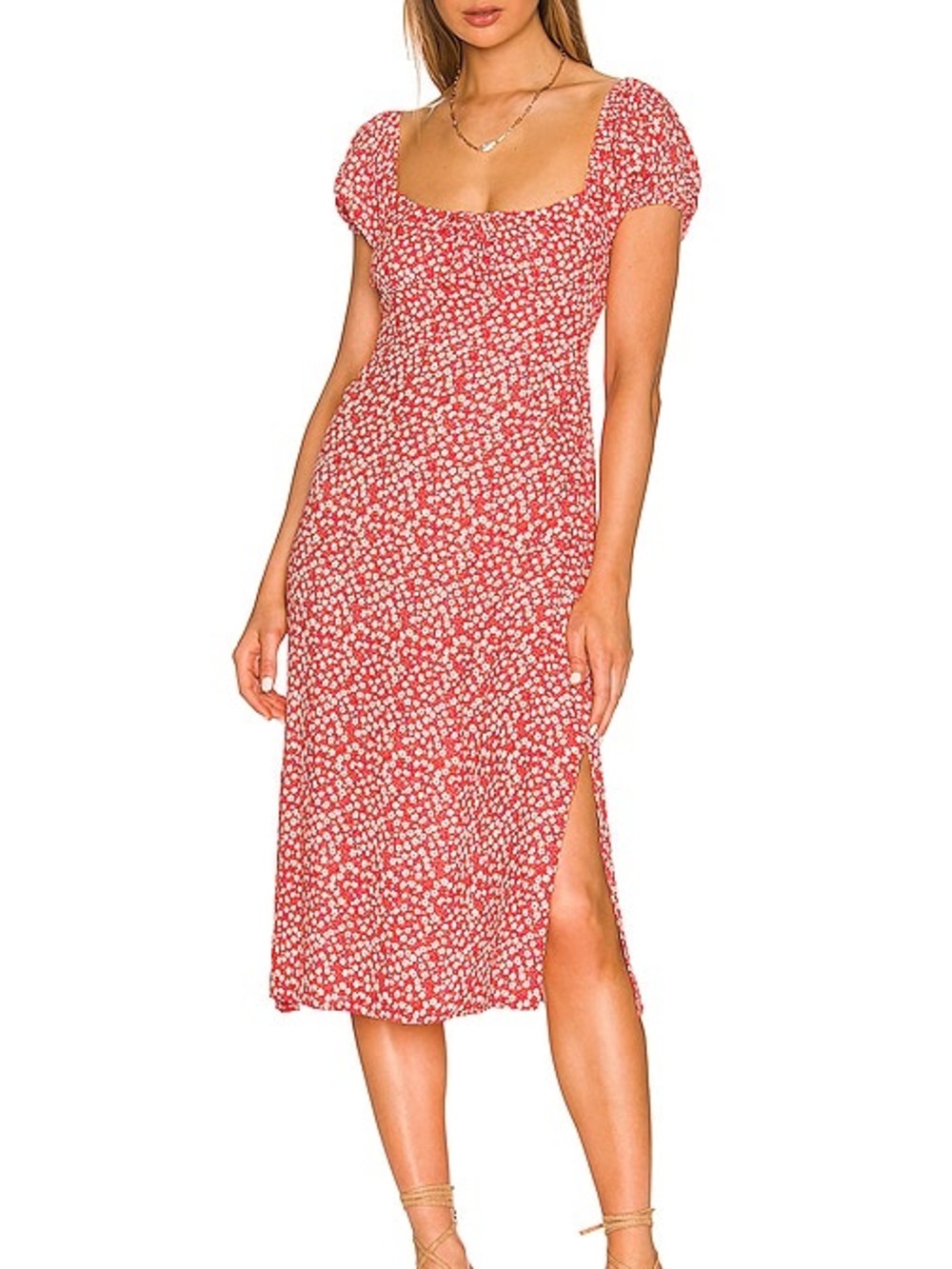 FAITHFULL THE BRAND Sandrina Midi Dress in Careyes Cherry Floral